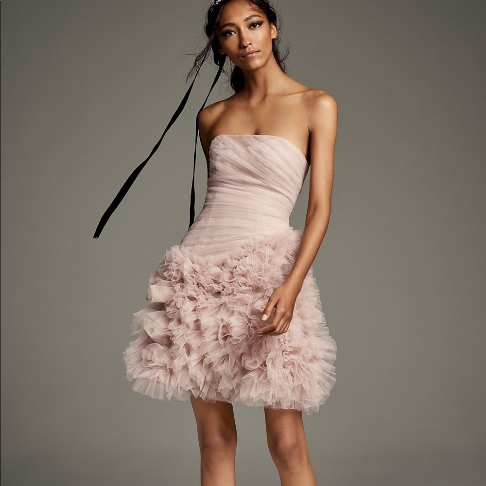 ⛔️SOLD⛔️White by Vera Wang Draped Tulle Mini Dress